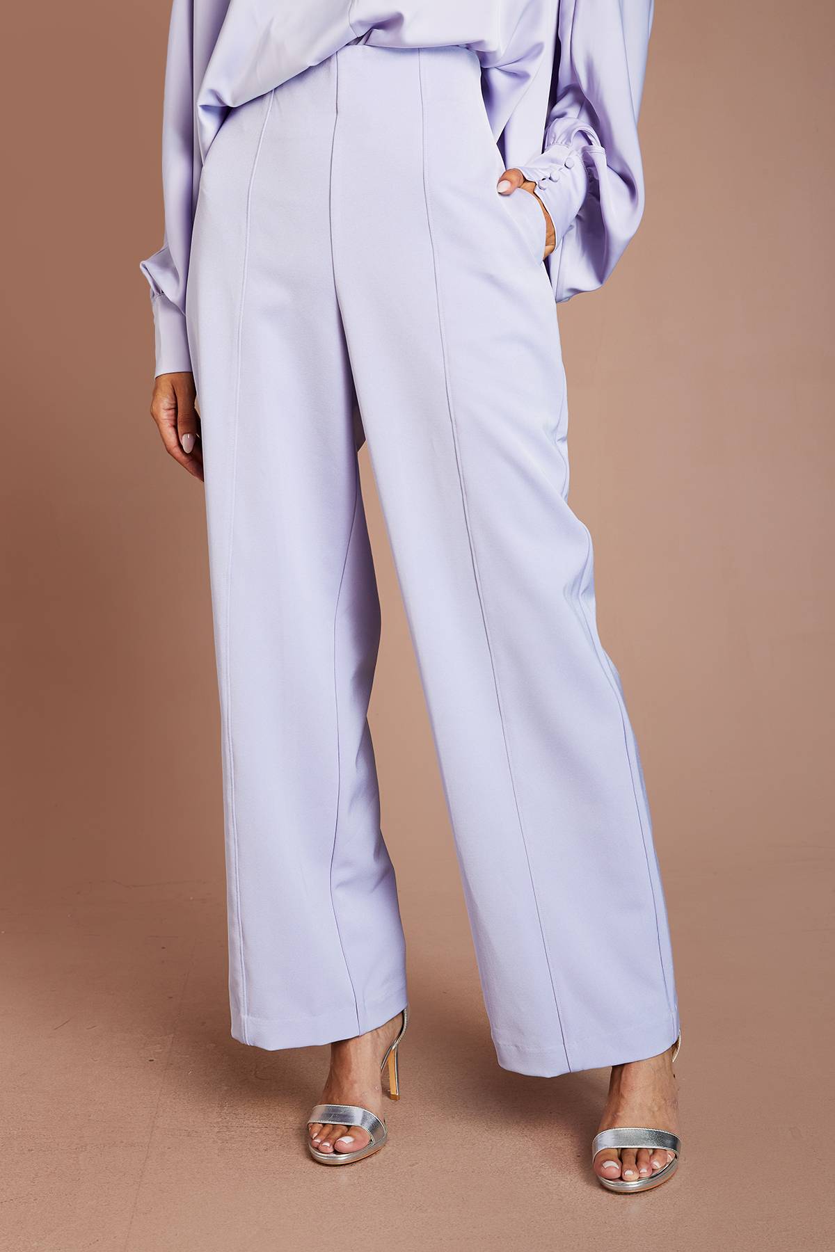 Coast Pantalon Large En Crêpe Stretch Lilas