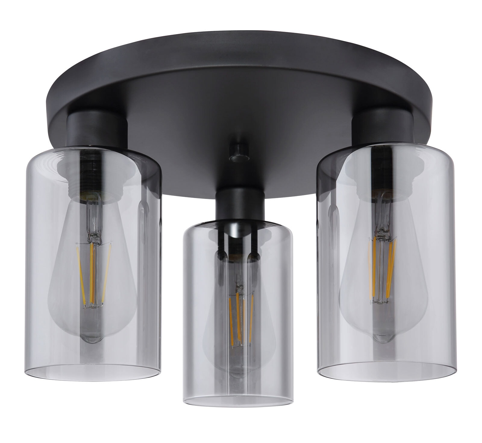 HADERA Deckenlampe grau, schwarz 15465-3D,D/H: 34 x 22 cm, Glas, Metall