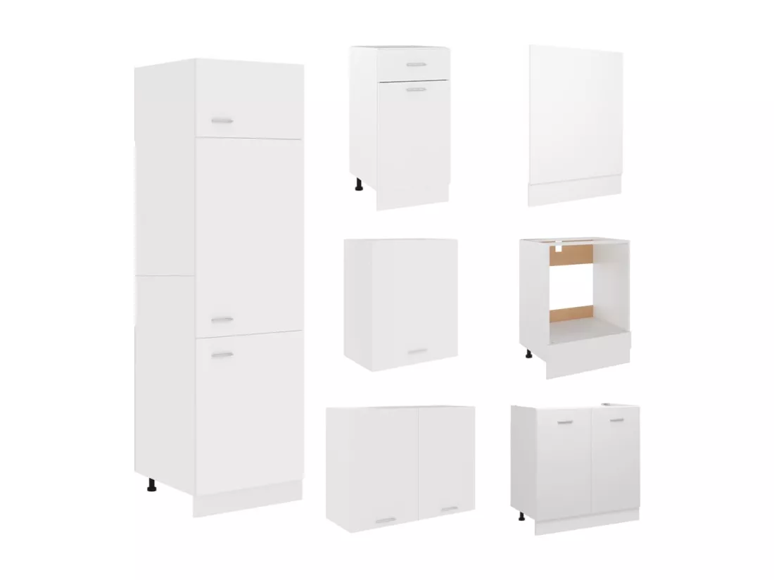 Ensemble de meubles de cuisine 7 pcs Blanc Aggloméré