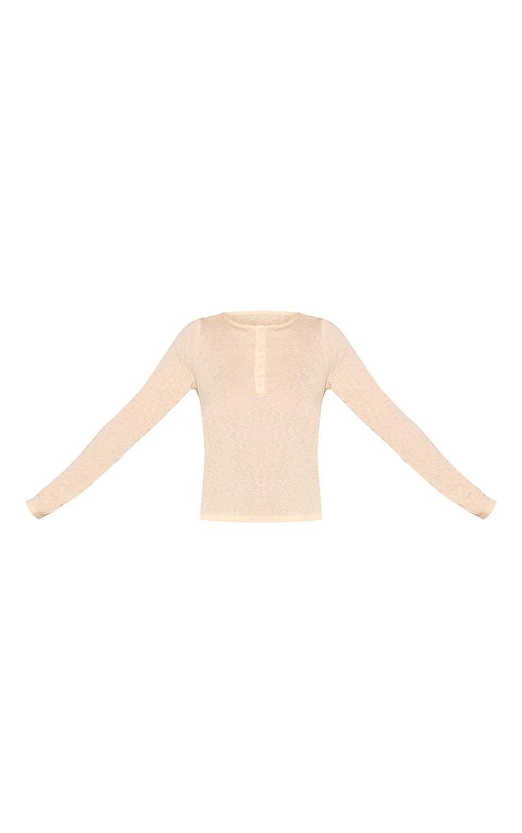 Citron Haut À Manches Longues Semi-transparent En Slub