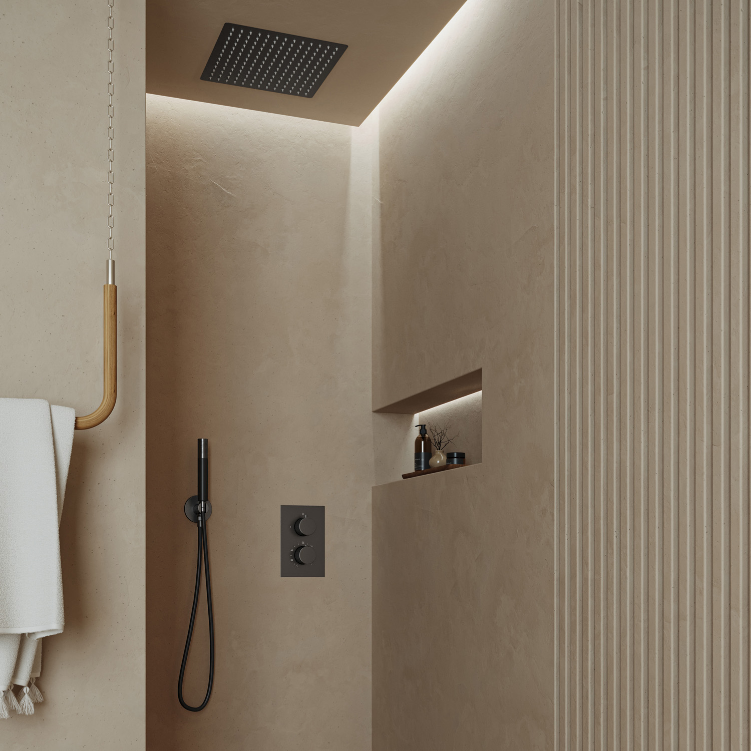 Saniclear Cube Pro inbouw regendouche met inbouw douchekop 30x30cm en staafhanddouche verouderd ijzer - gunmetal