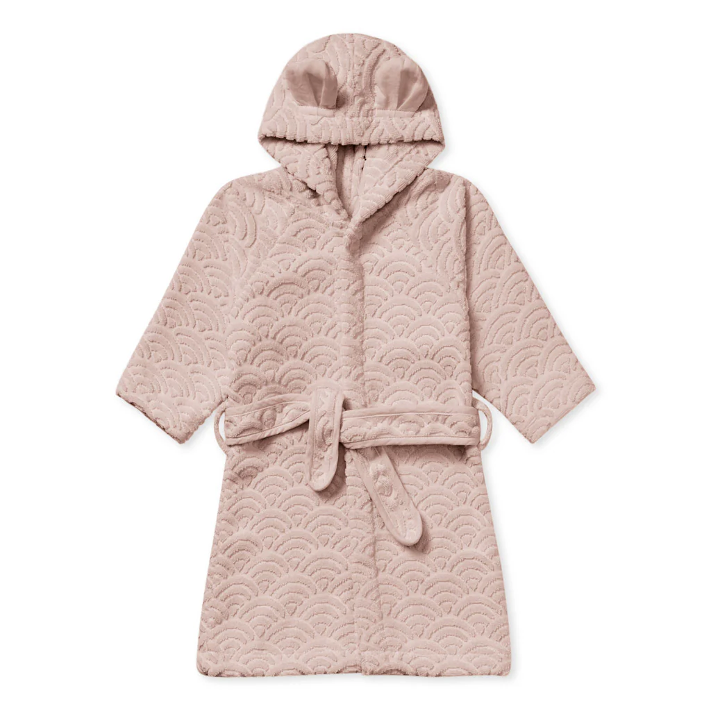 Badekåbe med hætte og ører, 1-2 år - GOTS Dusty Rose