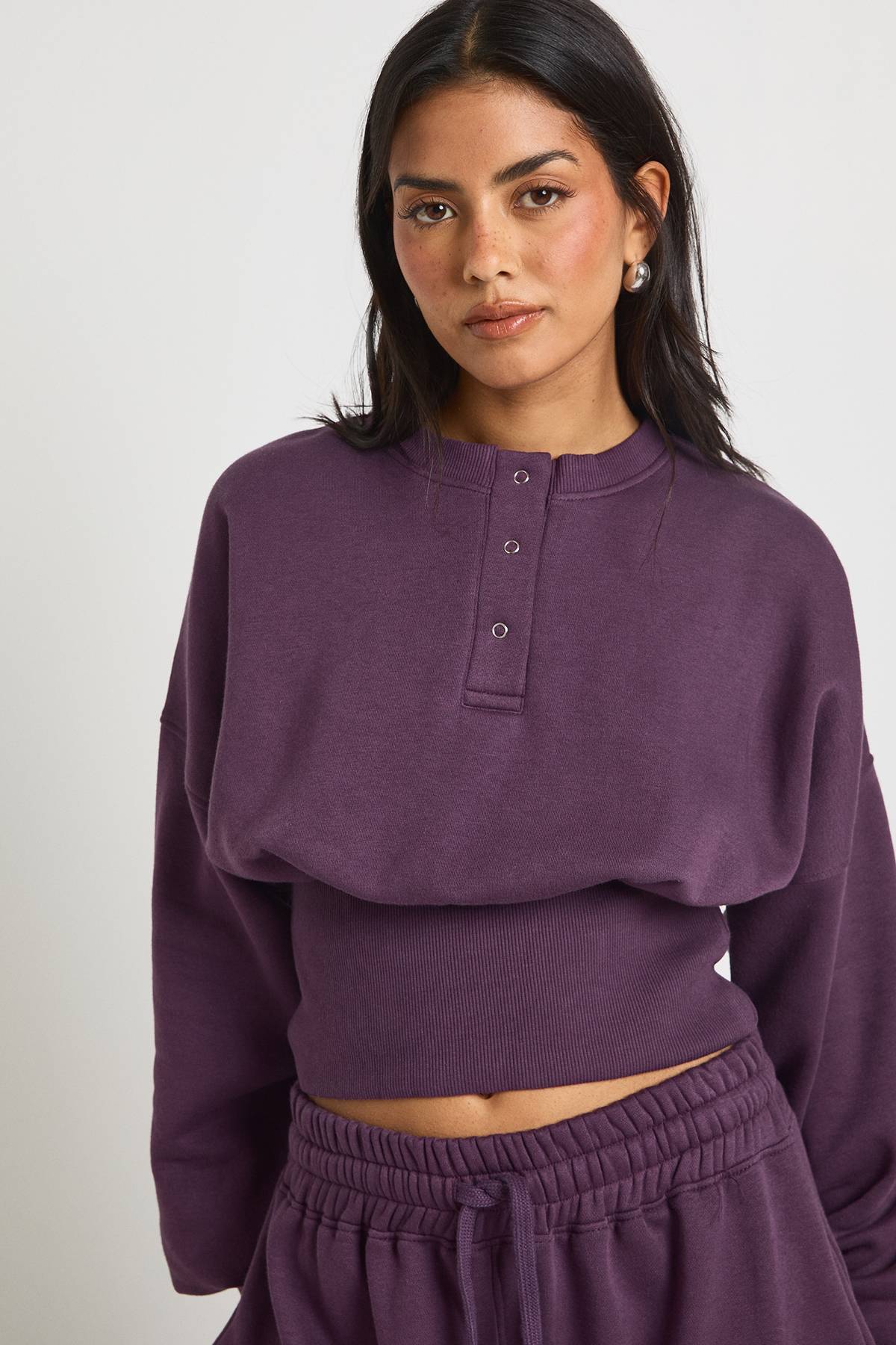 boohoo Survêtement Sweat Henley à Ourlet Profond