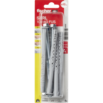 Fischer Constructieplug SXRL 10x140mm met zeskantschroef 4 stuks