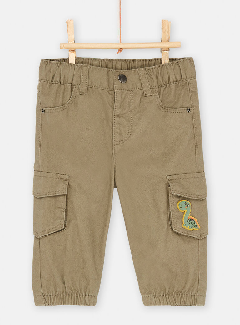 Pantalon en twill couleur vert militaire bébé garçon