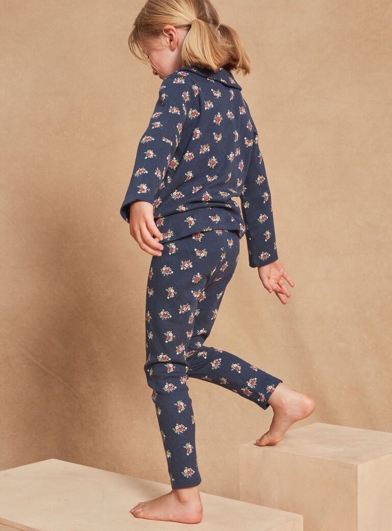 Pyjama bleu marine à imprimé fleuri