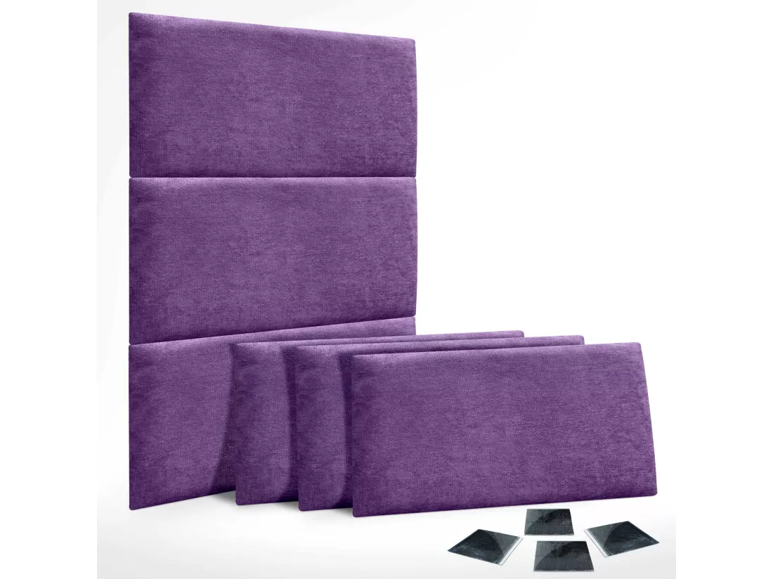 DHOME Lot de 6 Panneaux Rembourrés en Tissu Aqualine Autocollants pour Mur Acoustiques Absorbants Protection contre les Chocs (Lilas, 50x30cm, x6)
