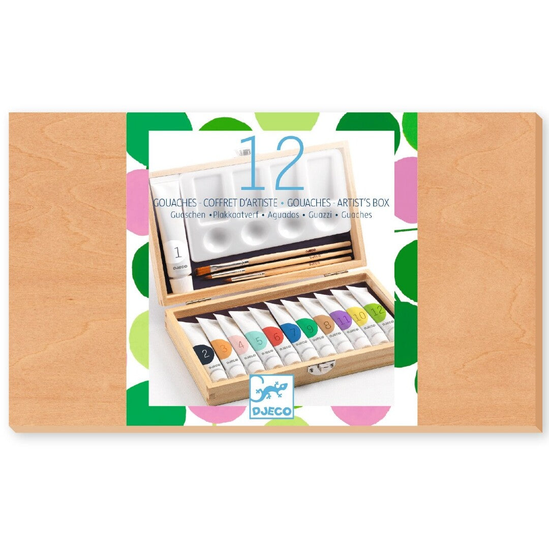 Djeco schilderset waterverf gouache - 12 kleuren