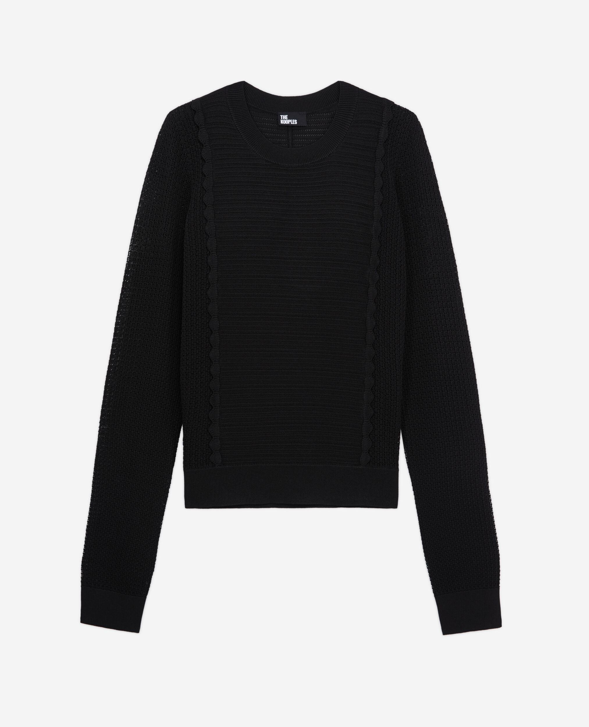 Pull noir en maille ajourée
