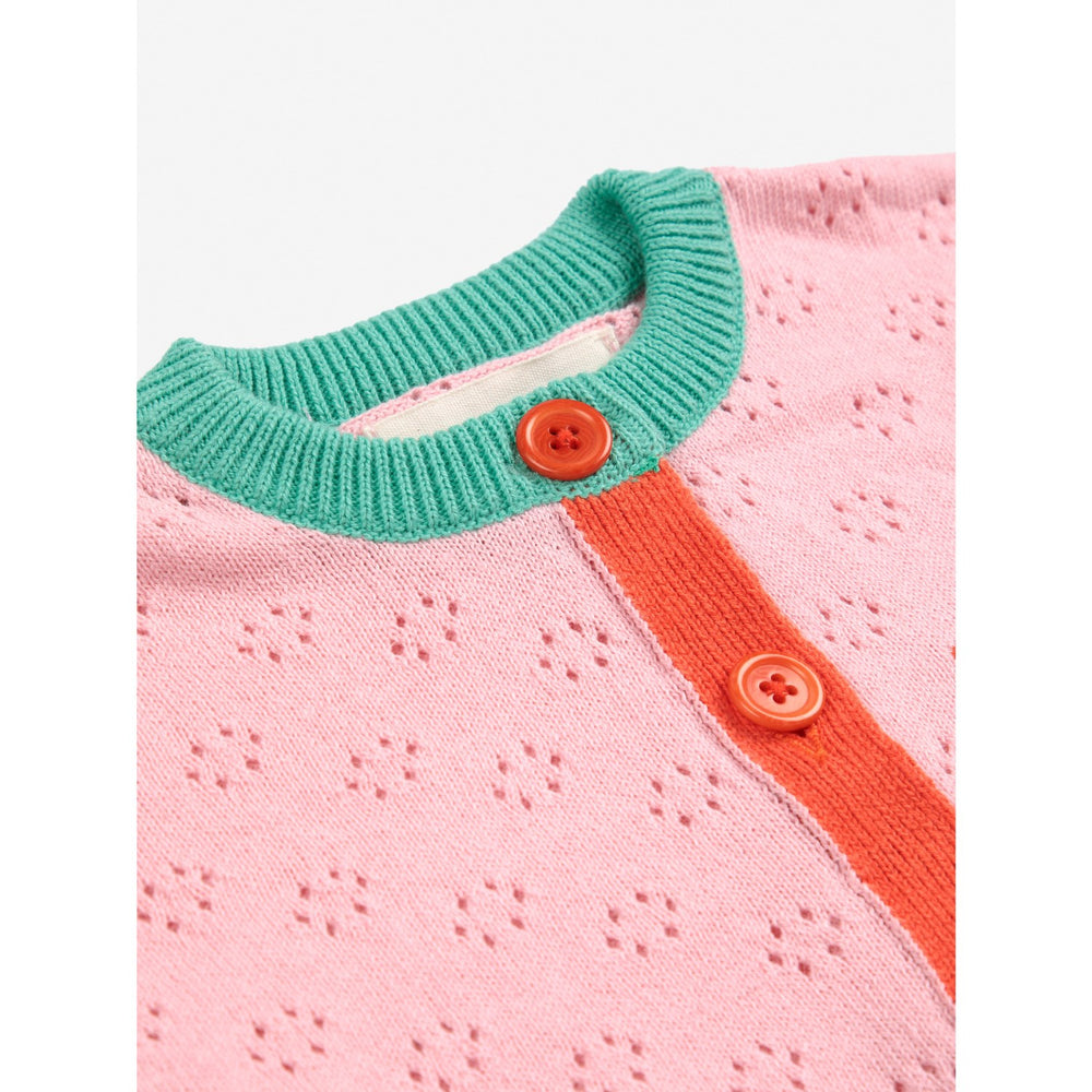 Køb Bobo Choses Lys Pink Farve Block Open Work Cardigan