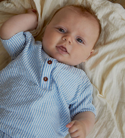 Copenhagen Colors Shorts Set - Sky Blue W Cream Stripe