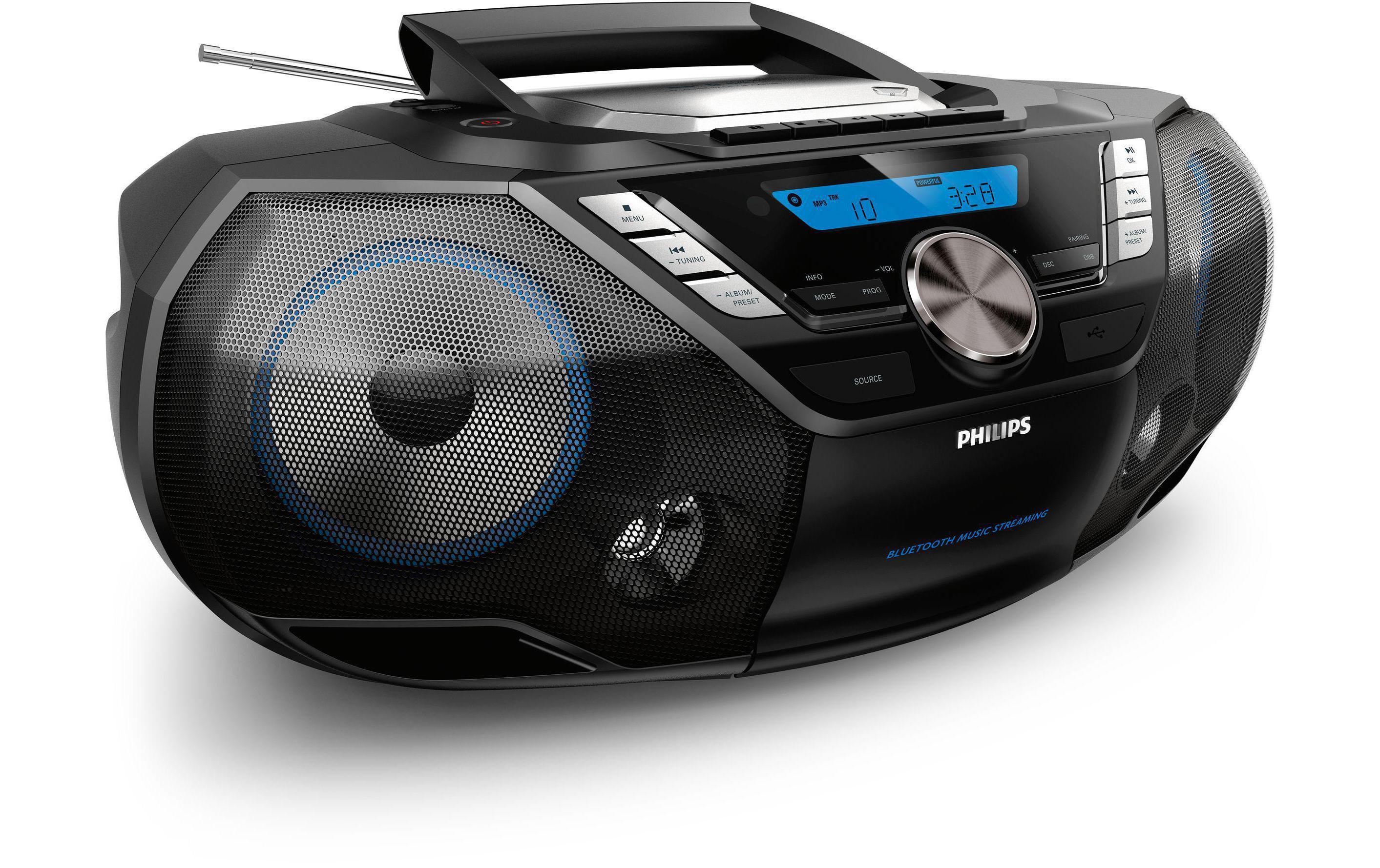 Radio/CD-Player AZB798T/12 Schwarz<br>Portabler CD-Player mit Kassettendeck und Bluetooth-Unterstützung