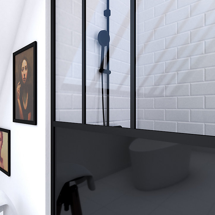 Paroi de douche à l'italienne Galedo Black Indus transparent 90cm