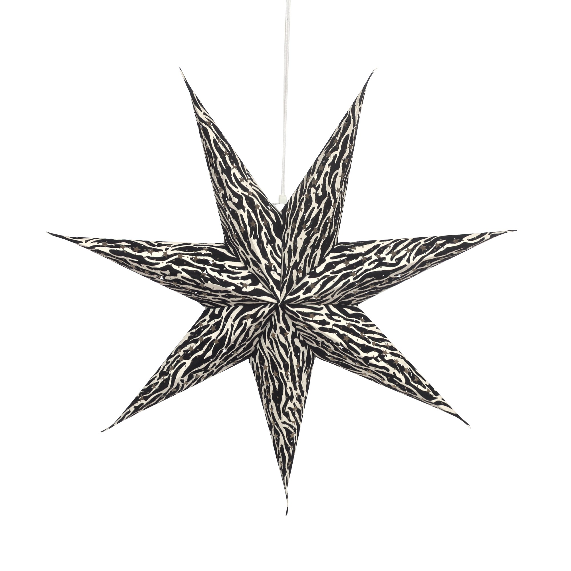 Papierlampe Stern 'Pashu', schwarz, weiß, Ø 62 cm, H 13 cm von fischer's lagerhaus