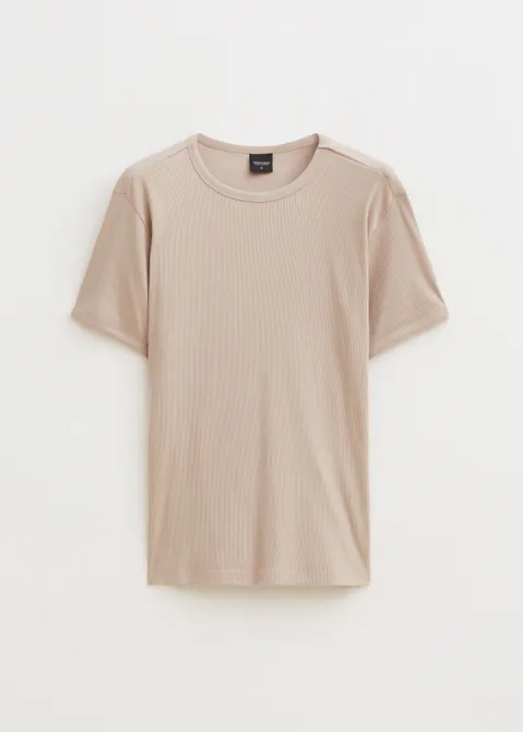 Basic rib t-shirt zand (ZAND)
