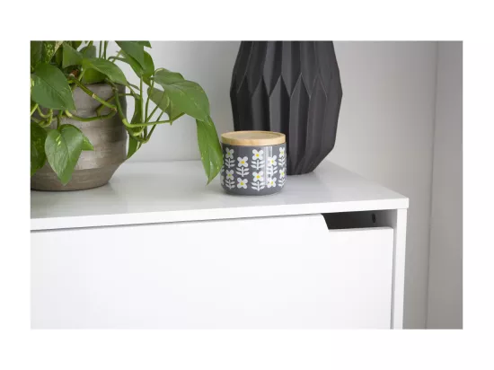 Meuble de rangement haut blanc et bois clair 3 portes L60 cm LEENA