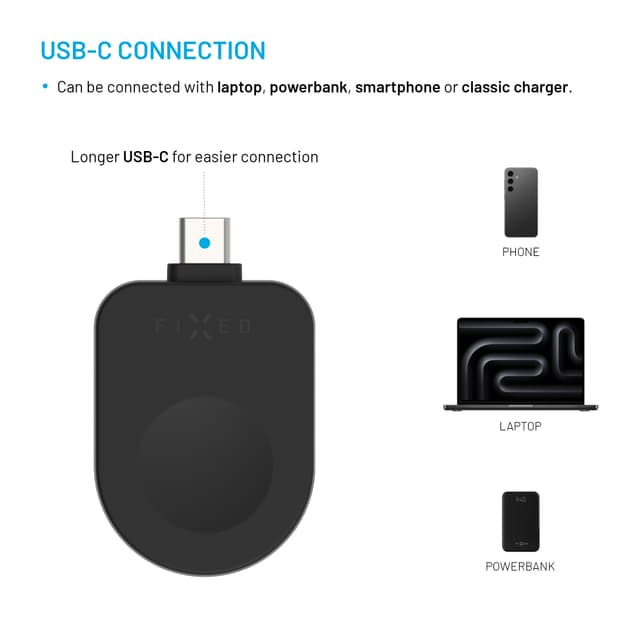 Fixed Apple Watch trådløs USB-C oplader (sort)