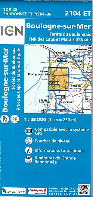 IGN - TOP 25 2104ET BOULOGNE SUR MER 1 25 000