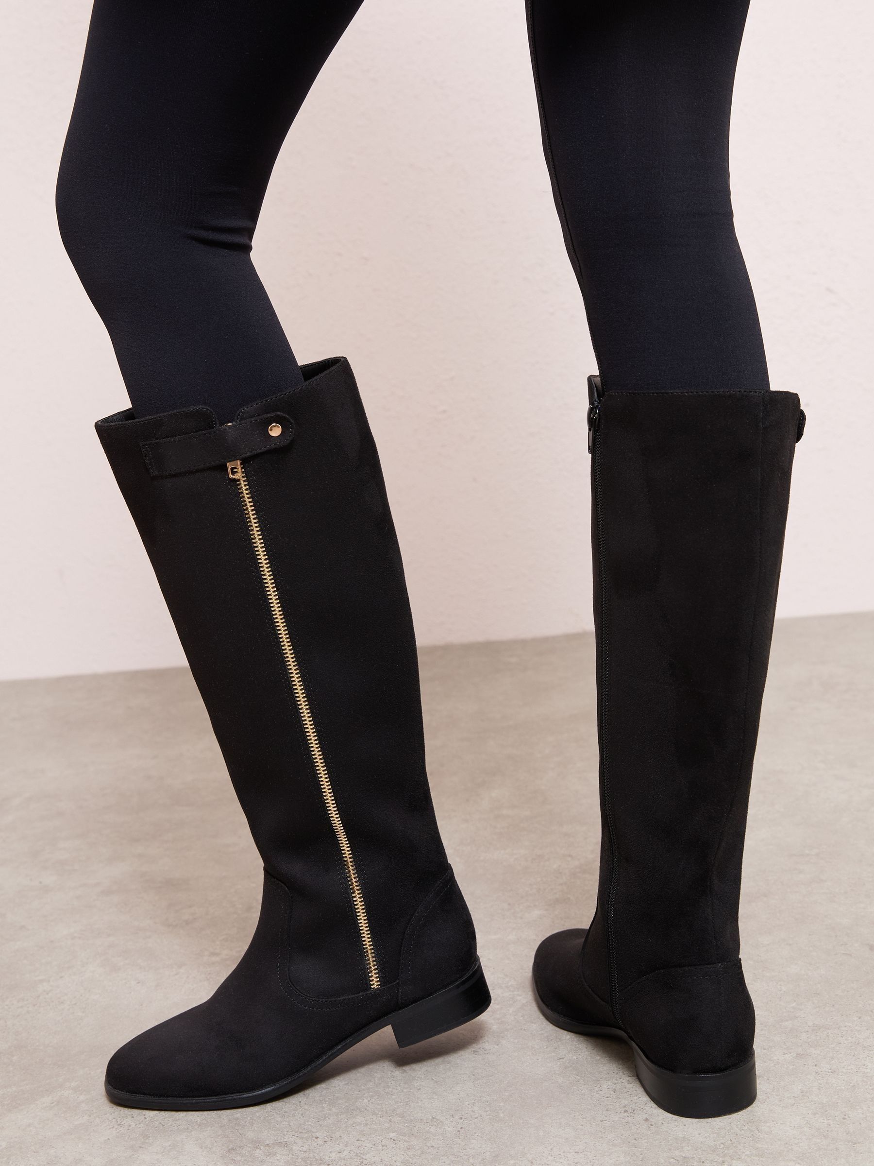 Friends Like These Flat Zip Faux Suede Knee High Long Casual Boots