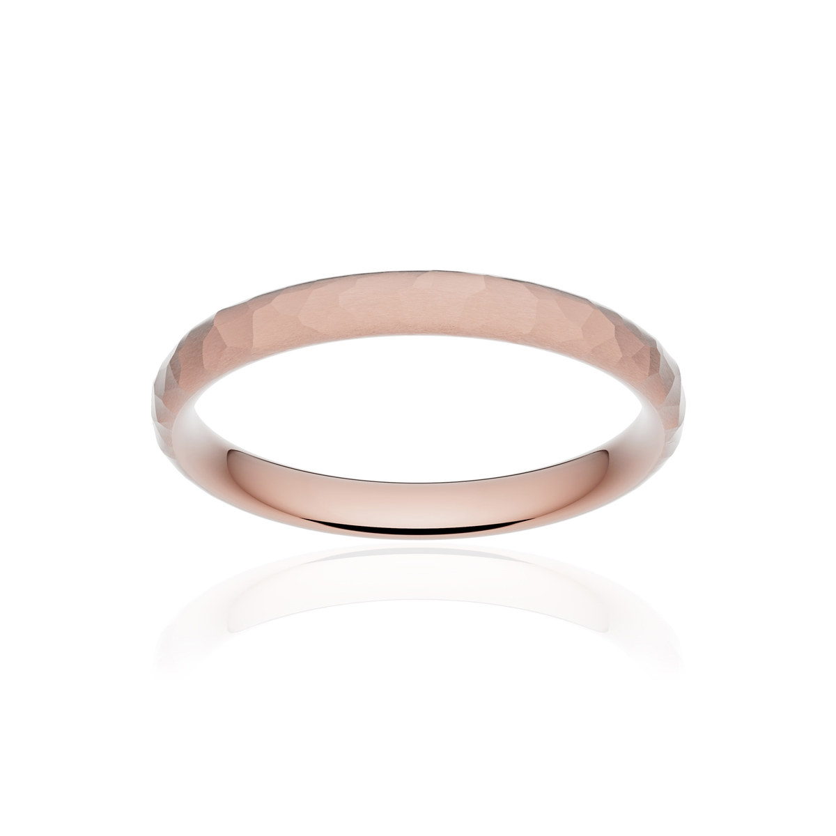 Alliance or 375 rose martelé ruban confort 3mm