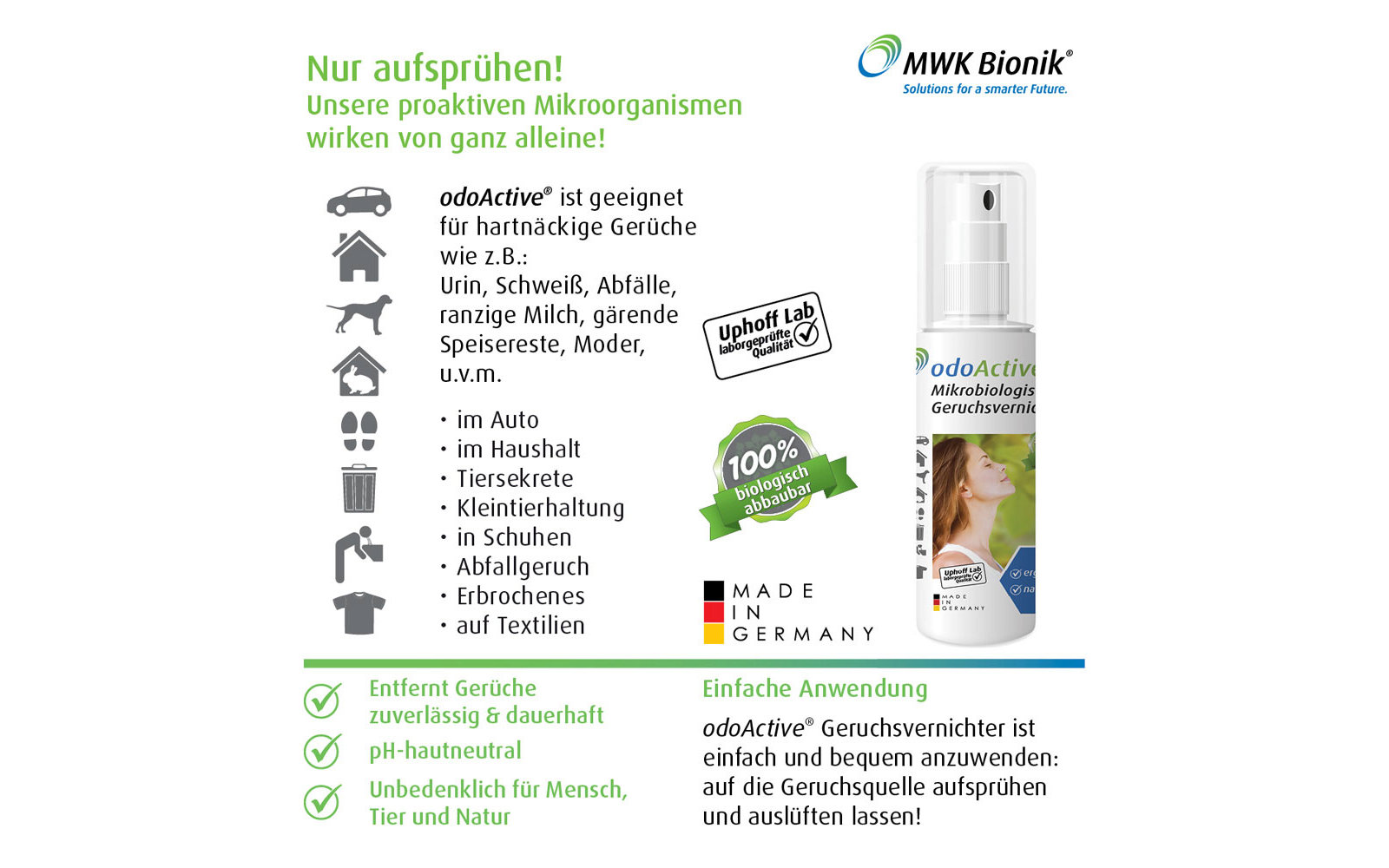 MWK Bionik odoActive mikrobiologischer Geruchsvernichter 100 ml