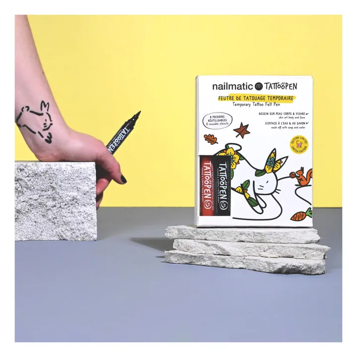 Nailmatic Kids Coffret duo Tattoopen & Pochoir Réutilisable Bunny x AMI IMAGINAIRE