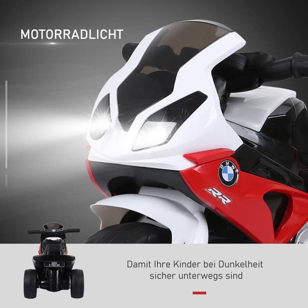 Bmw S1000Rr Lisensiert Elektrisk Trehjulssykkel Barnemotorsykkel Med Batteri, Barnekjøretøy, Stål, Rød, 66X37X44 Cm