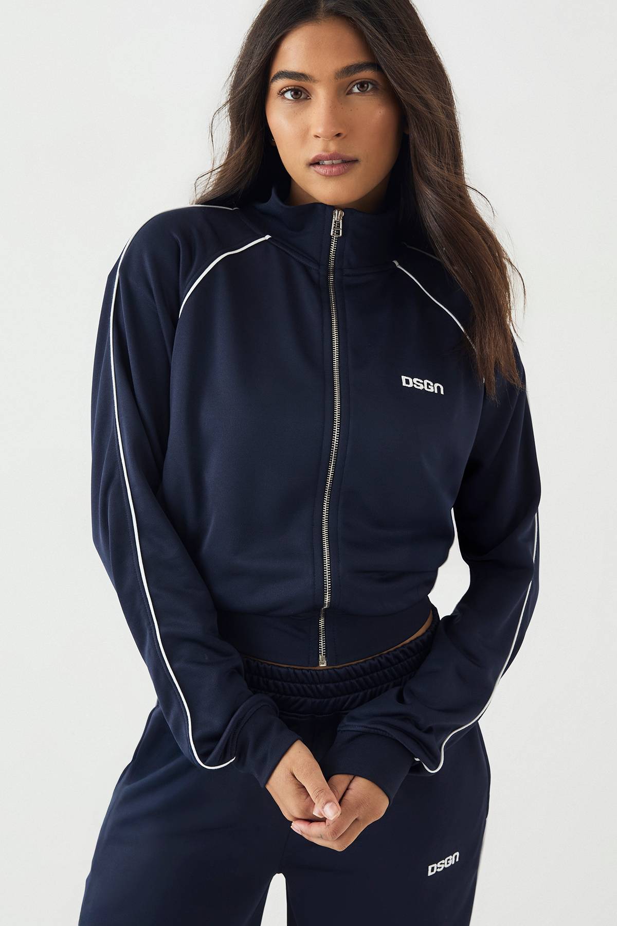 Veste de Survêtement Zippée DSGN Studio en Tricot avec Détail de Passepoil