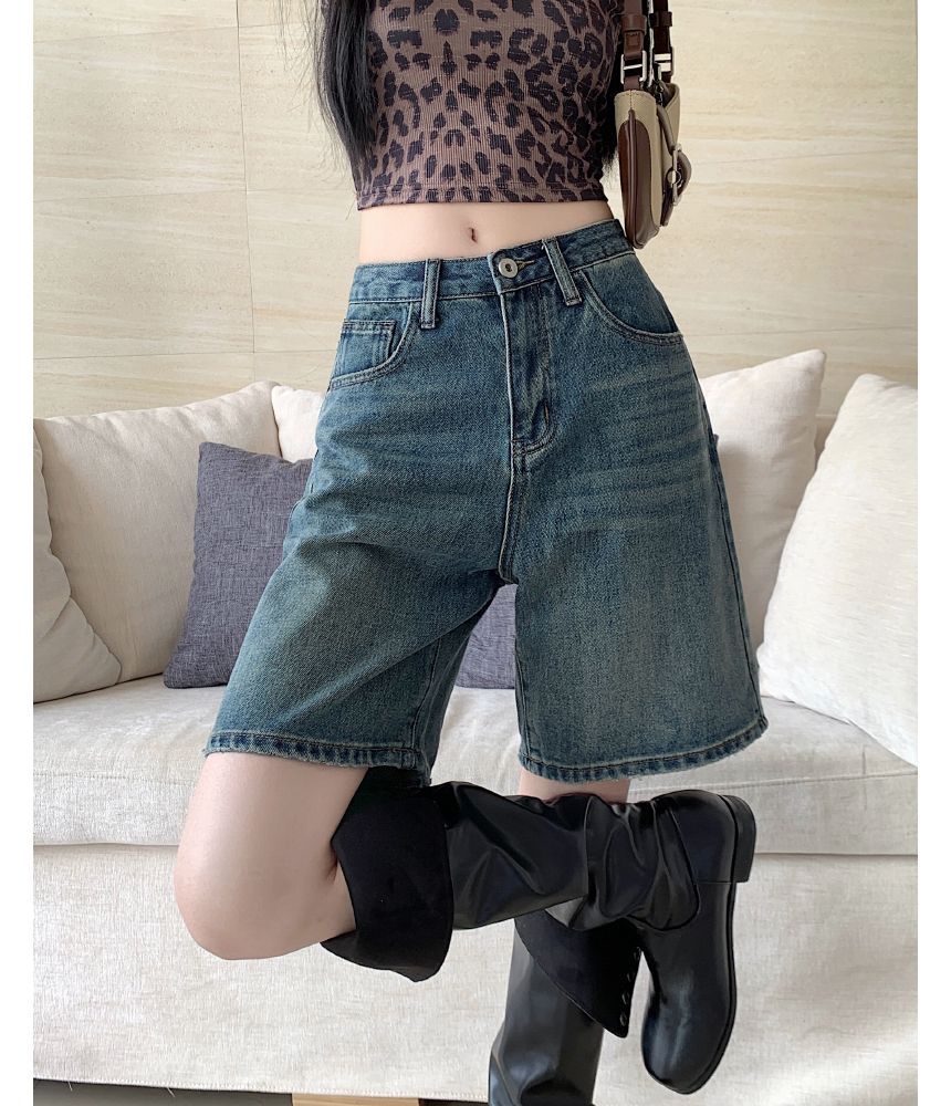GOUB - Low Rise Washed Denim Shorts