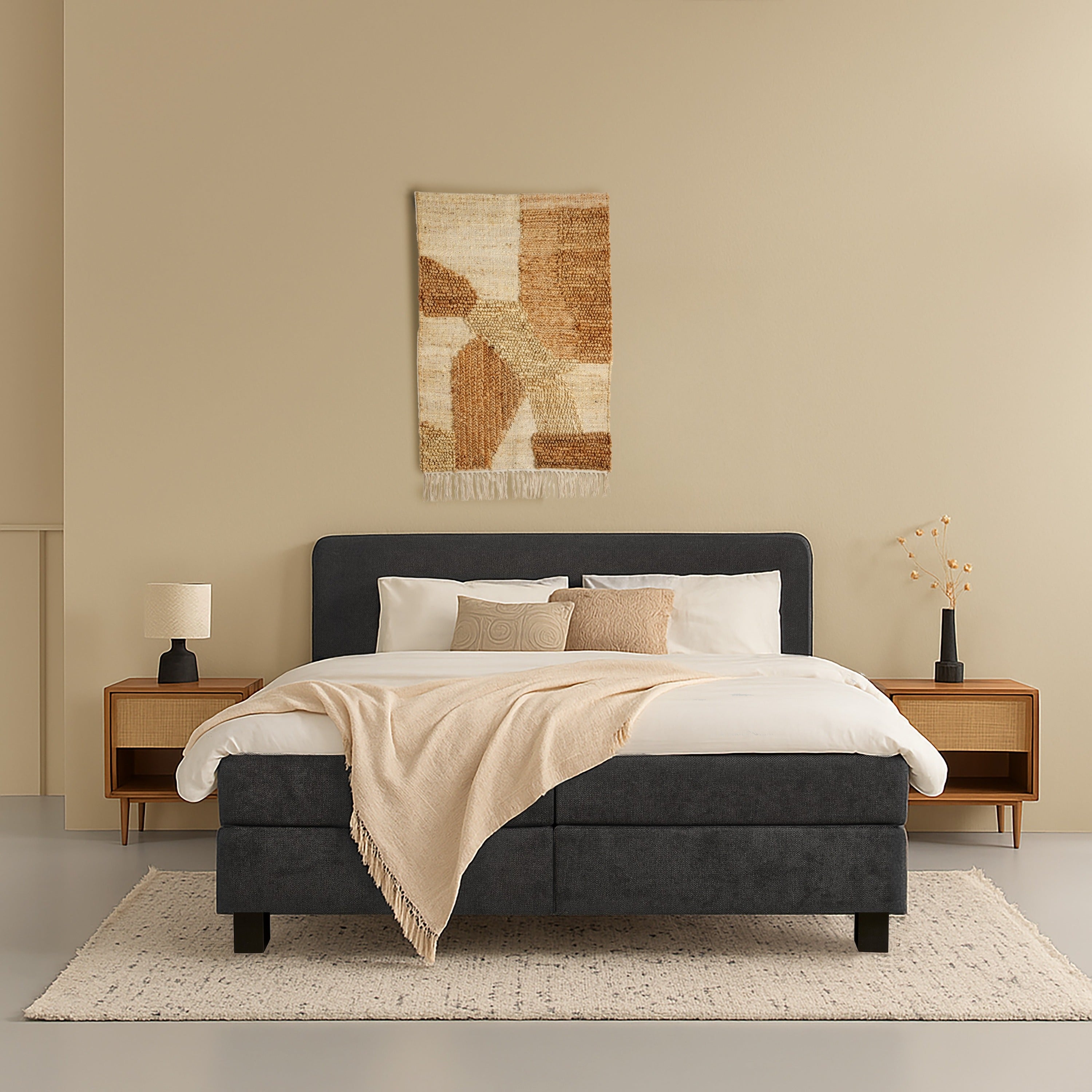 Boxspring Bilbao - Antraciet|Grijs|Zwart - Textiel