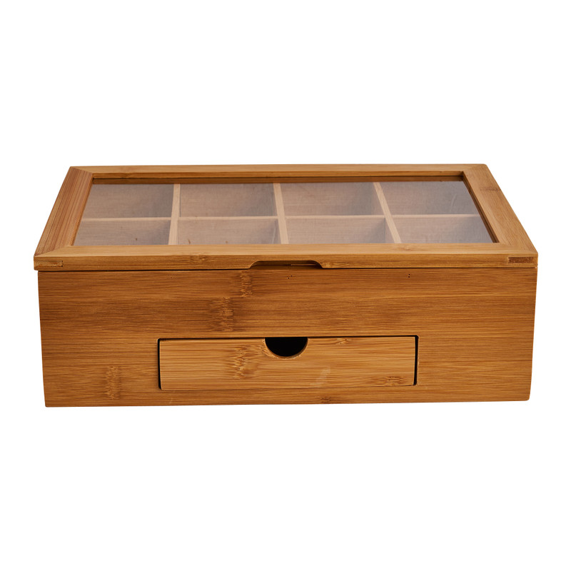 Theekist bamboe met 8 vakken - 30x20x10 cm