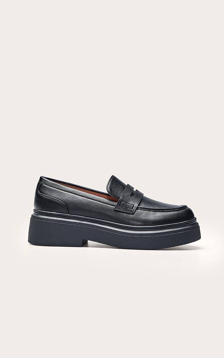Noir Mocassin Basique À Semelle Épaisse En Synthétiquecuir Coupe Large