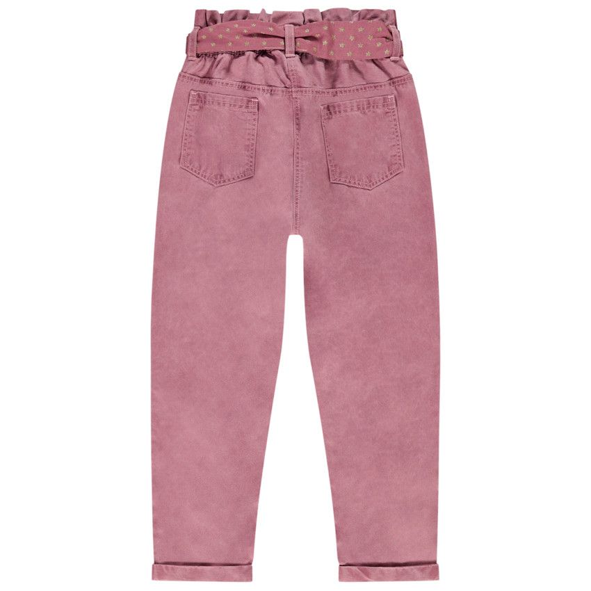 Pantalon paperpag + ceinture imprimé étoiles pour fille - Fuchsia