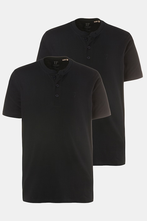 Henleys, Basic, 2er-Pack, Rundhals, Knopfleiste, bis 8 XL