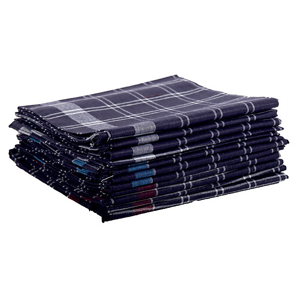Mouchoirs en tissu, coloris assortis marine, lot de 12 mouchoirs