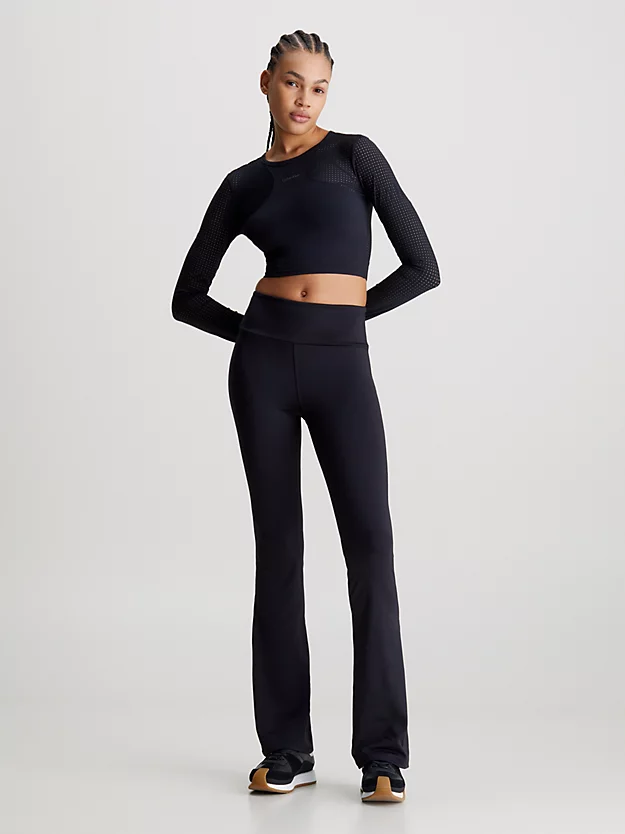 Calças legging de ginástica com boca larga
