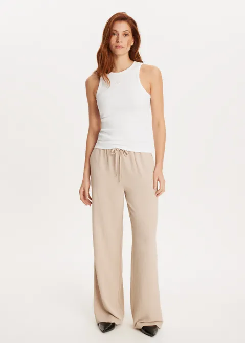 Geplooide straight broek zand (ZAND)