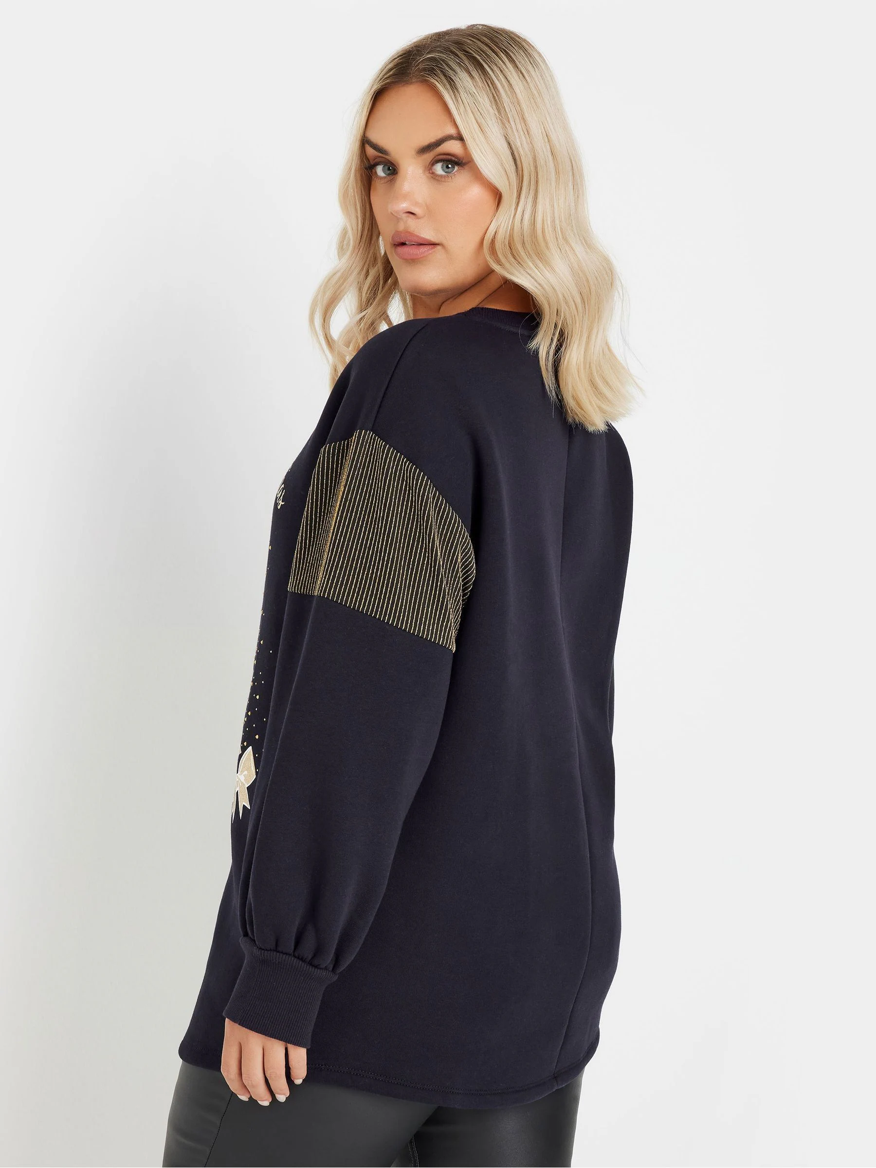 Blauw - Yours Curve Merry Christmas Diamante Embellished Sweatshirt