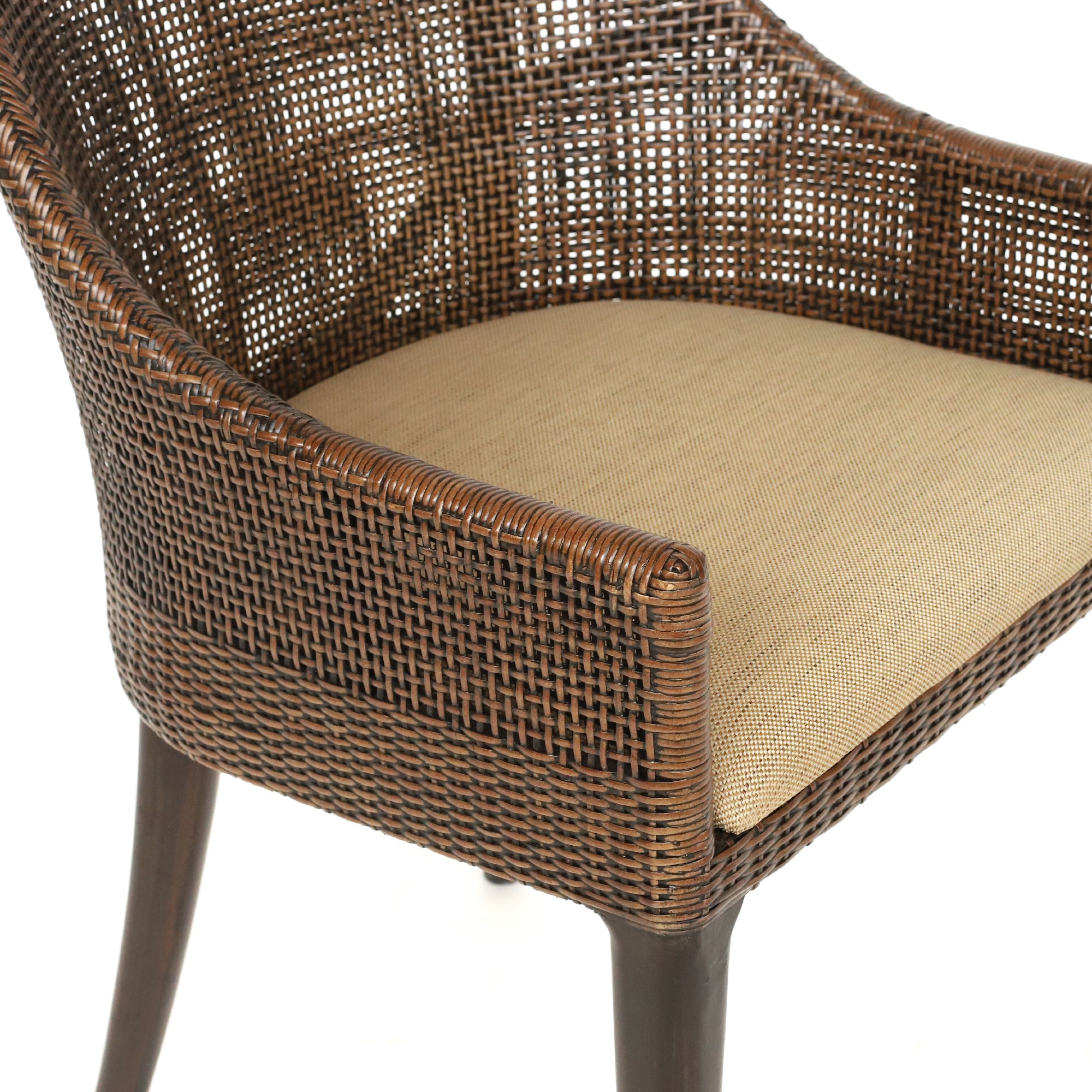 Armsessel 'Dimanche', Rattan und Mahagony, B 53 cm, H 88 cm, L 56 cm von fischer's lagerhaus