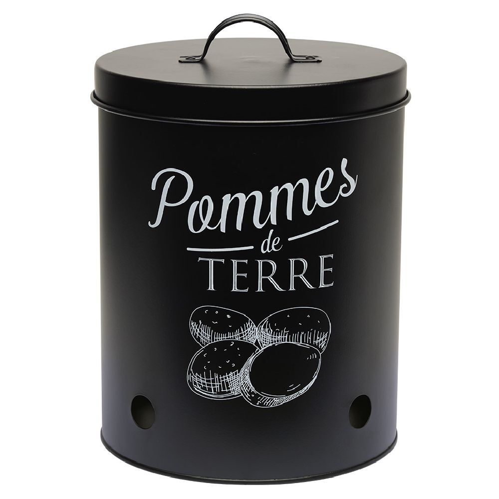 Boîte de conservation métal noir pour pomme de terre