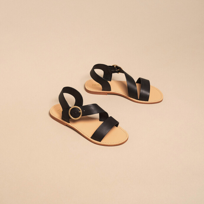 Sandales asymétriques  en cuir noir