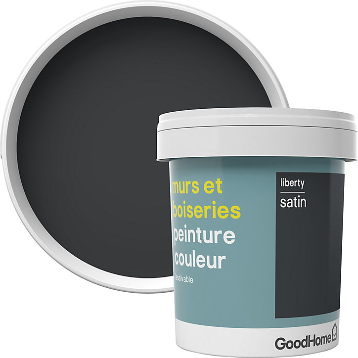 Peinture murs et boiseries GoodHome noir Liberty satin 0,75L