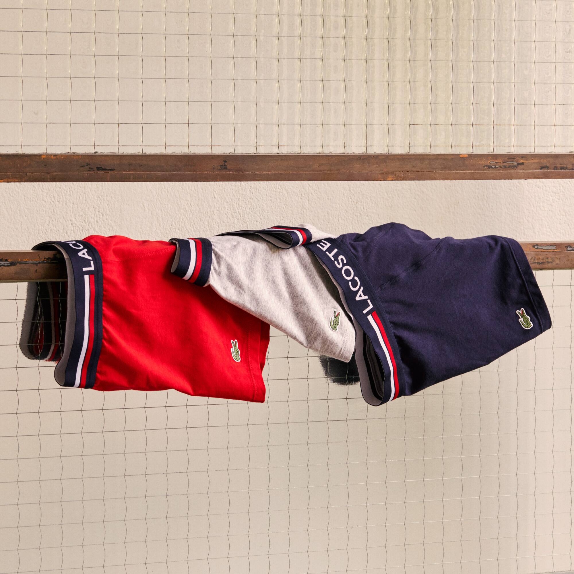 3er-Set kurze Boxershorts mit Trikolor-Bund ICONICS Unterwasche - Blau - Lacoste - Herren