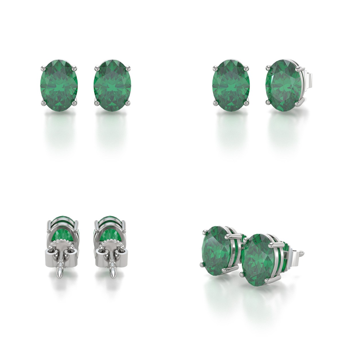 Boucles d'oreilles ADEN Emeraude Forme Ovale sur Argent 925 1.6grs