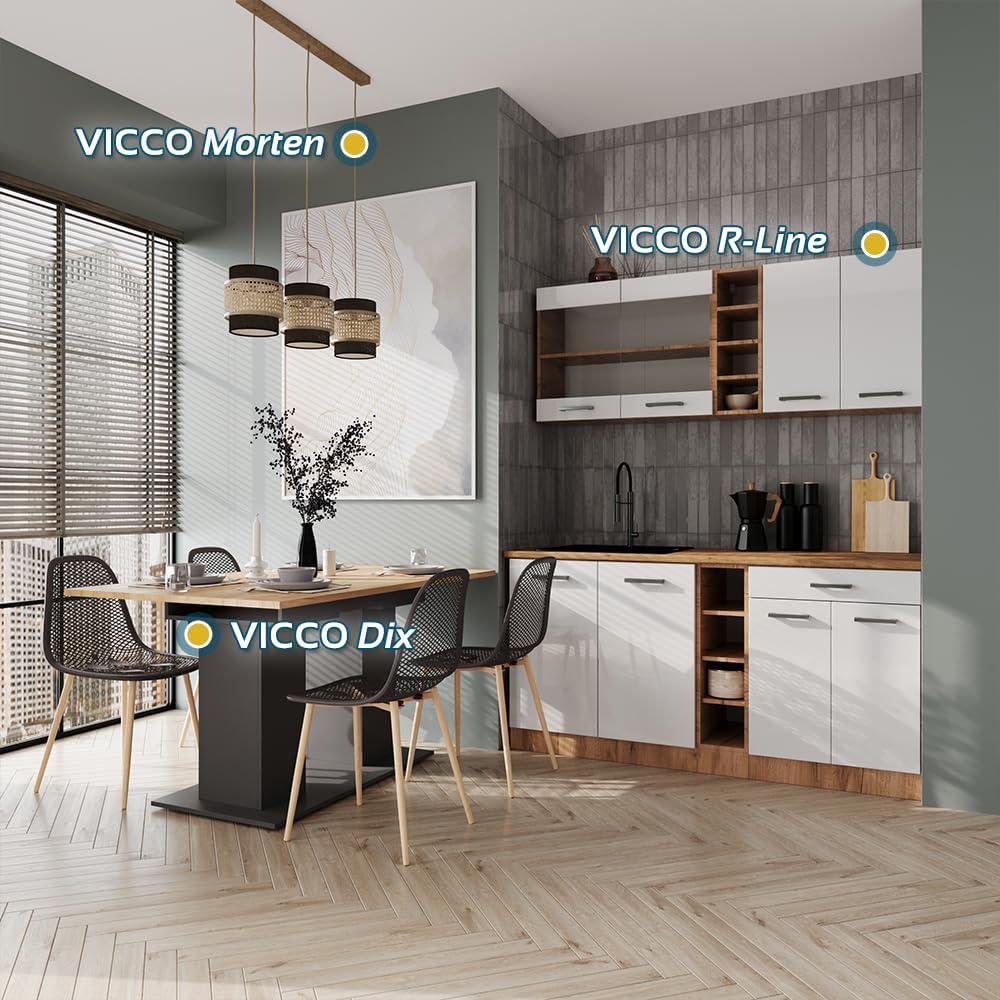 Vicco Esstisch Dix, ausziehbarer Esszimmertisch, Weiß, 140 x 90 cm