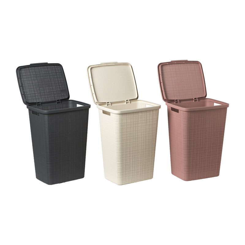 Curver jute wasmand met deksel - 58 liter - roze