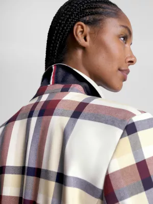 Blazer xadrez de abotoamento duplo
