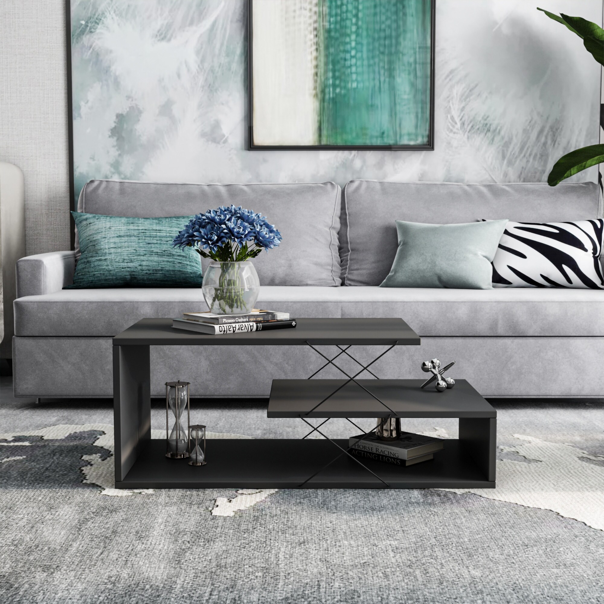 Homtex Industrieller Couchtisch in Anthrazit - Stilvoll und langlebig
