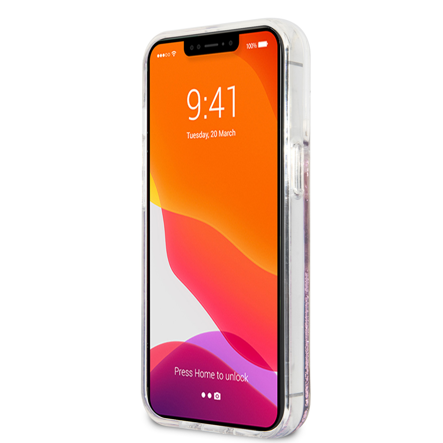 iPhone 13 Pro Hardcase Hülle Liquid Glitter Big 4G (GUHCP13LLG4GPI) - Pink / Transparent