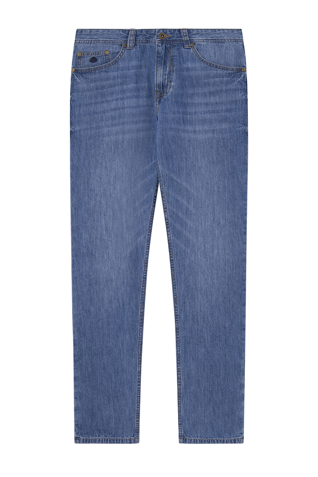 Calça jeans normal, lavagem média muito clara